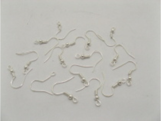 (image for) 1000Pcs Silver Plated Ear Wire Hooks W/Bead Coil